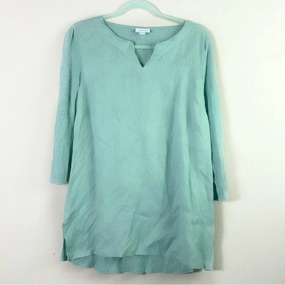 J. Jill 100% Linen Tonic Top in Mint / Seaglass Green size M - Picture 1 of 8
